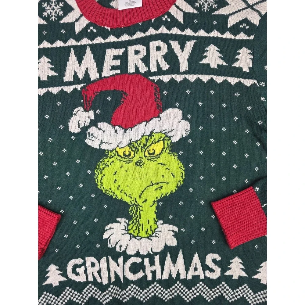 The Grinch Merry Grinchmas Ugly Christmas Sweater Green Holiday Sweatshirt Sz M